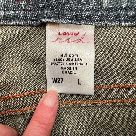 Levis Red Bootcut Low Rise Y2K Blue Jeans Womens Size 27 30 x 30 - Picture 3 of 6